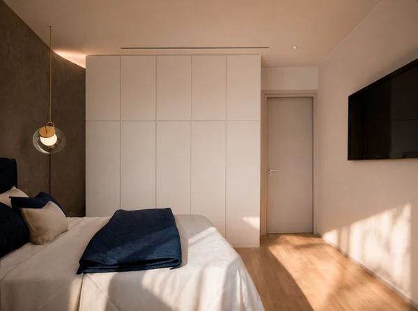 Bunker suite bedroom — unique underground suite Meltemi Villa